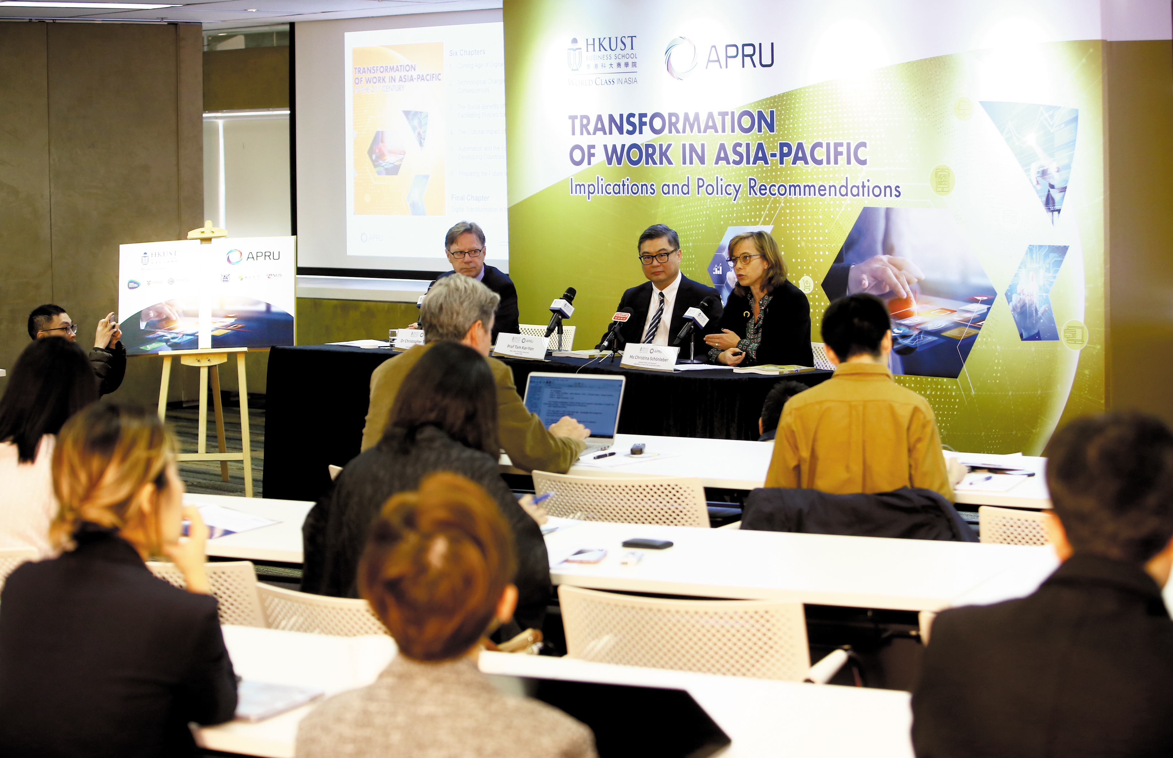 A press briefing to announce the Project with a view to stimulating an ongoing dialogue between policymakers and stakeholders on the transformation of work in Asia -Pacific     For media enquiries, please contact: HKUST Business School		 John Poon Tel: (852) 3469 2090 Email: johnpoon@ust.hk	Clare Chan Tel: (852) 2358 8242 Email: clarechan@ust.hk		