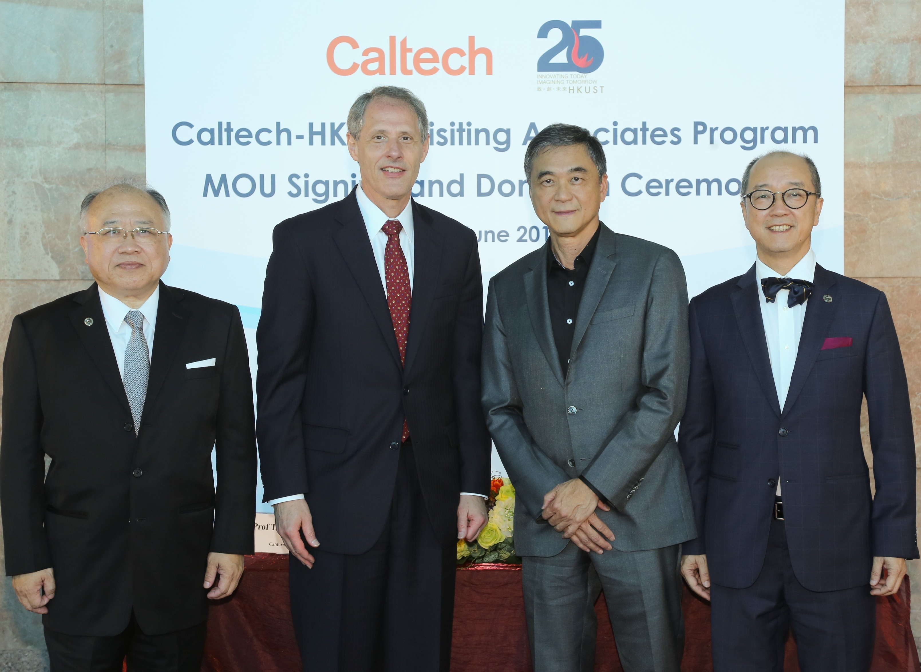  (From left) The Honorable Andrew Liao Cheung-sing, HKUST Council Chairman; Prof Thomas F Rosenbaum; Mr Dominic Orr and Prof Tony F Chan.
