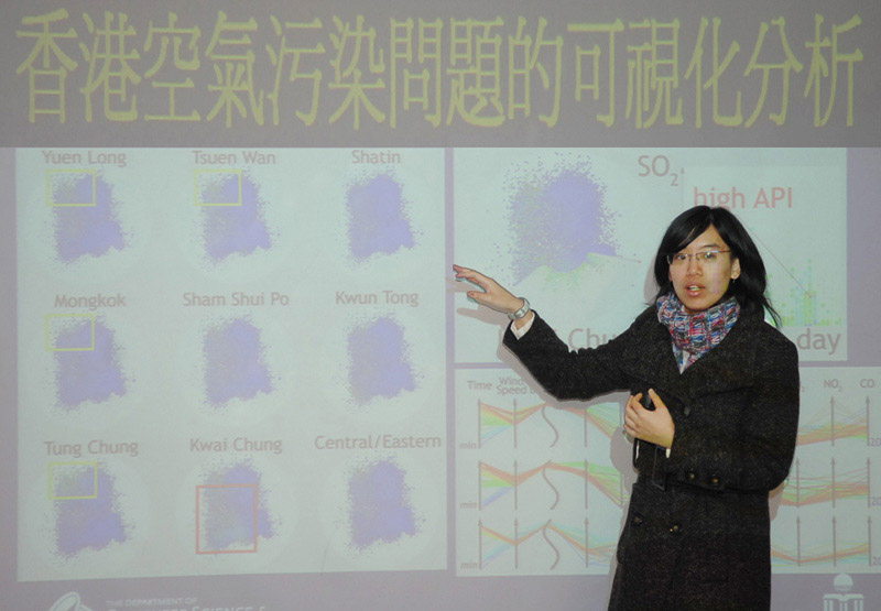 HKUST MPhil Student Chan Wing Yi won ICT Awards’ Best Innovation and Research (College and Undergraduates) Silver Award by visualizing air quality data.	