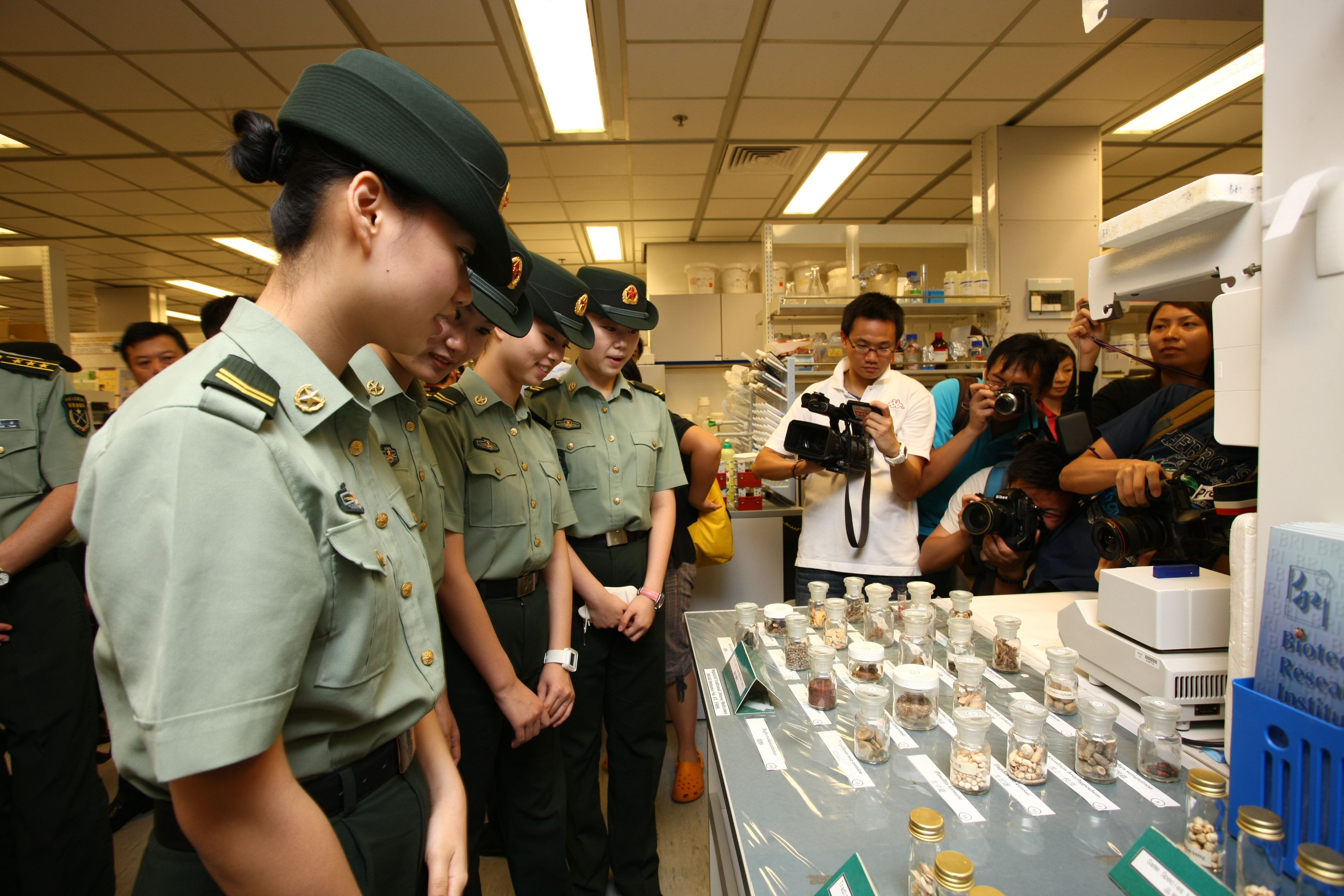 Examining specimens at Biotechnology Research Institute	