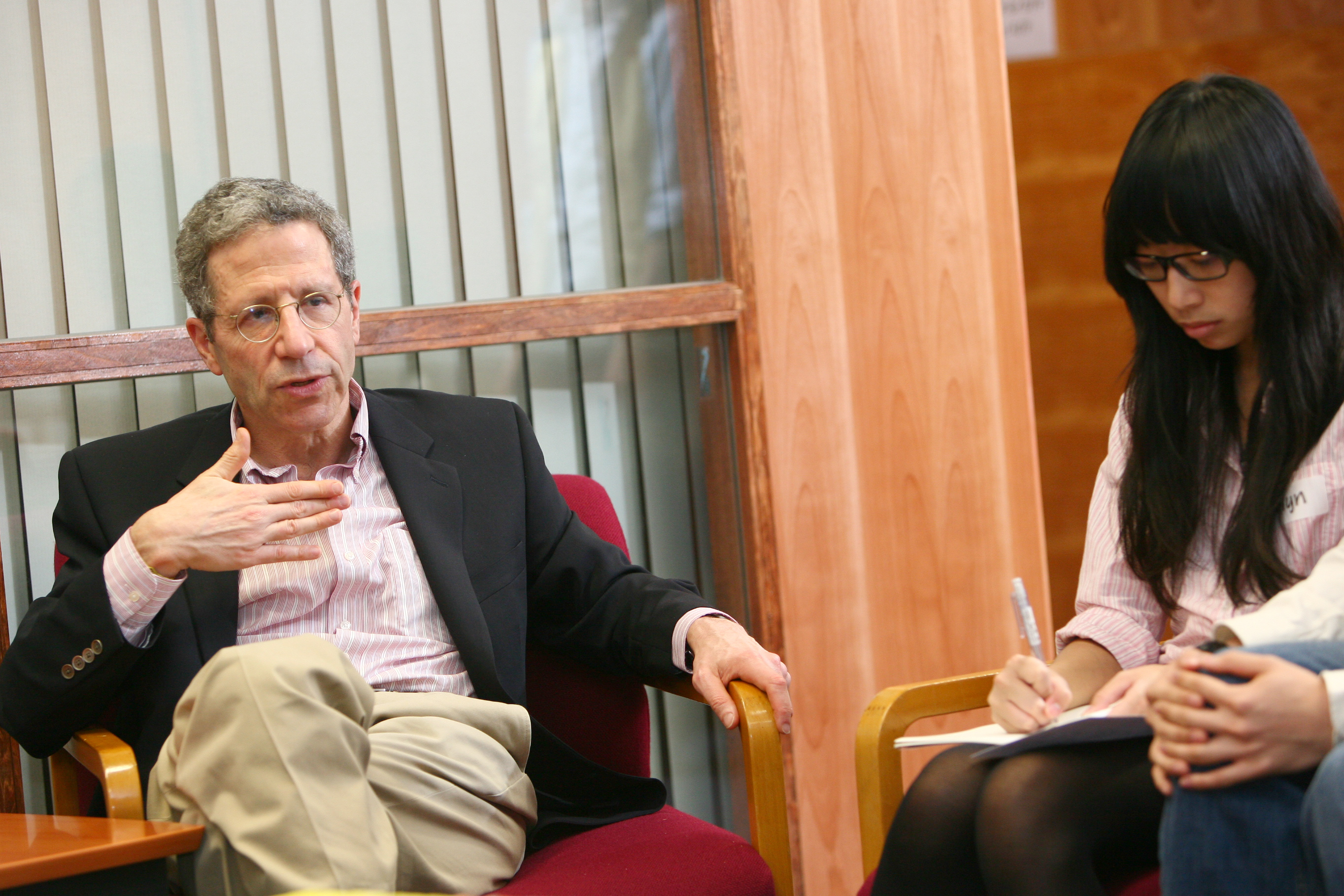 Prof Maskin delivering a point	