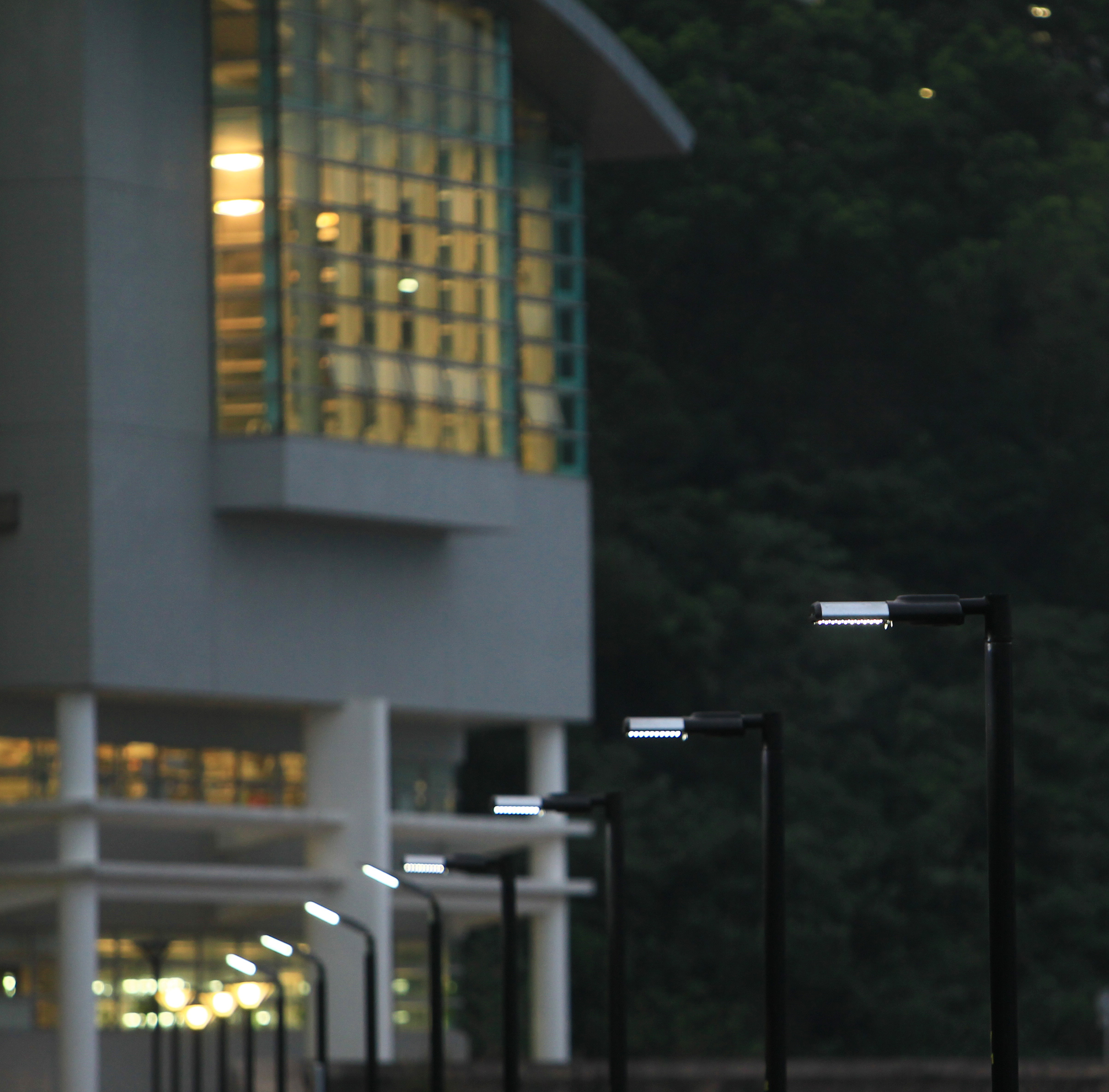 The LED lights on pilot test on the HKUST seafront	