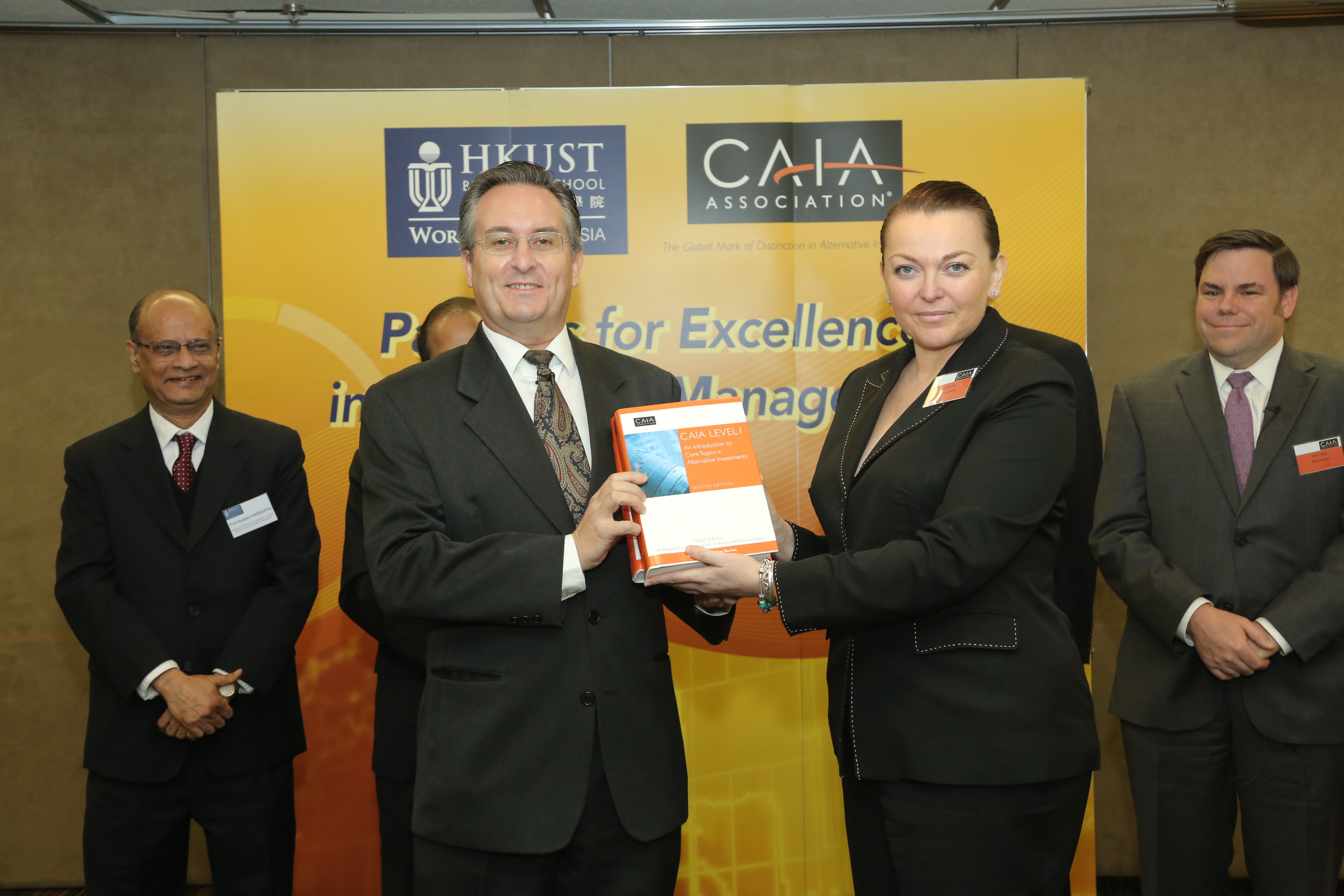 Professor Peter Mackay (left), Associate Head, Department of Finance, the HKUST Business School, and Ms Jo Murphy, Managing Director of Asia Pacific for the CAIA Association.